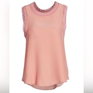 NWT Cinq à Sept Ellina Lace Trim Silk Tank Top, Size XXS